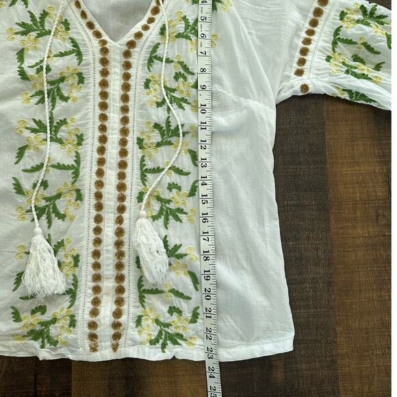 Sundance White Embroidered Sequin Boho Blouse Top Size Medium - Picture 7 of 10